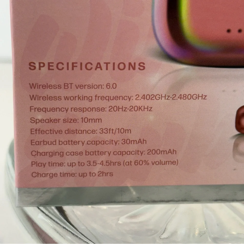 🆕 BEBE Metallic Rose True Wireless Earbuds – Clear Sound, Compact Charging Case
